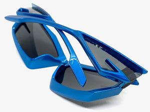 Oversized Modern Futuristic Sporty Wrap SUNGLASSES Large Blue Frame P0028