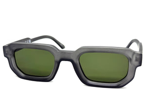 Classic Vintage Retro Style SUNGLASSES Matte Gray Frame - Dark Green Lens 80791