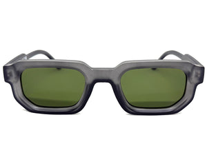 Classic Vintage Retro Style SUNGLASSES Matte Gray Frame - Dark Green Lens 80791