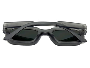 Classic Vintage Retro Style SUNGLASSES Matte Gray Frame - Dark Green Lens 80791
