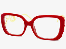 Oversized Vintage Retro Style Clear Lens EYEGLASSES Large Square Red & Gold Frame 3019