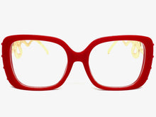 Oversized Vintage Retro Style Clear Lens EYEGLASSES Large Square Red & Gold Frame 3019