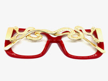 Oversized Vintage Retro Style Clear Lens EYEGLASSES Large Square Red & Gold Frame 3019