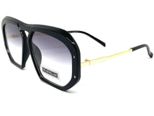 Classic Vintage Retro Luxury Style SUNGLASSES Large Black & Gold Frame 6950