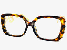 Oversized Vintage Retro Style Clear Lens EYEGLASSES Large Square Tortoise & Gold Frame 3019