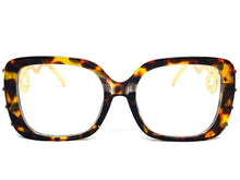 Oversized Vintage Retro Style Clear Lens EYEGLASSES Large Square Tortoise & Gold Frame 3019
