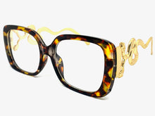 Oversized Vintage Retro Style Clear Lens EYEGLASSES Large Square Tortoise & Gold Frame 3019