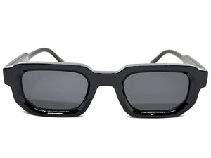 Classic Vintage Retro Style SUNGLASSES Geometric Black Frame - Dark Lens 80791
