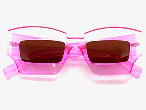 Classic Modern Retro Raver Party SUNGLASSES Funky Pink Frame L043