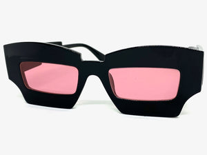 Classic Modern Retro Raver Party SUNGLASSES Funky Black Frame L043