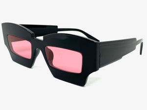 Classic Modern Retro Raver Party SUNGLASSES Funky Black Frame L043