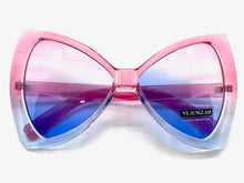 Oversized Retro Bow Shaped SUNGLASSES Large Pink & Blue Frame 6317