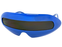Oversized Space Futuristic Robotic Cyclops Shield Costume Party SUNGLASSES Large Blue Frame 1230