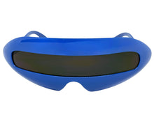 Oversized Space Futuristic Robotic Cyclops Shield Costume Party SUNGLASSES Large Blue Frame 1230