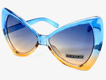 Oversized Retro Bow Shaped SUNGLASSES Large Blue & Brown Frame 6317