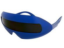 Oversized Space Futuristic Robotic Cyclops Shield Costume Party SUNGLASSES Large Blue Frame 1230