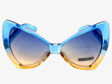 Oversized Retro Bow Shaped SUNGLASSES Large Blue & Brown Frame 6317