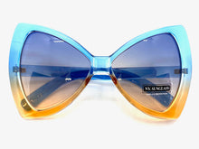Oversized Retro Bow Shaped SUNGLASSES Large Blue & Brown Frame 6317