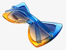 Oversized Retro Bow Shaped SUNGLASSES Large Blue & Brown Frame 6317