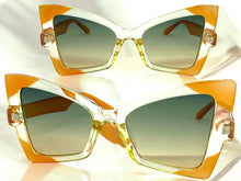 Oversized Exaggerated Funky Vintage Retro Style SUNGLASSES Large Orange Frame E2125