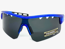 Oversized Sporty Wrap Around POLARIZED Lens SUNGLASSES Large Blue Frame 3652