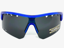 Oversized Sporty Wrap Around POLARIZED Lens SUNGLASSES Large Blue Frame 3652