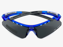 Oversized Sporty Wrap Around POLARIZED Lens SUNGLASSES Large Blue Frame 3652