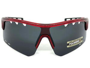Oversized Sporty Wrap Around POLARIZED Lens SUNGLASSES Large Red Frame 3652