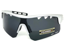 Oversized Sporty Wrap Around POLARIZED Lens SUNGLASSES Large Silver Frame 3652