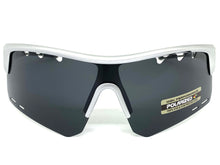 Oversized Sporty Wrap Around POLARIZED Lens SUNGLASSES Large Silver Frame 3652