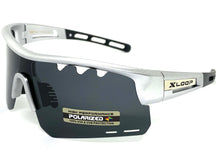 Oversized Sporty Wrap Around POLARIZED Lens SUNGLASSES Large Silver Frame 3652