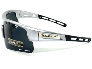 Oversized Sporty Wrap Around POLARIZED Lens SUNGLASSES Large Silver Frame 3652