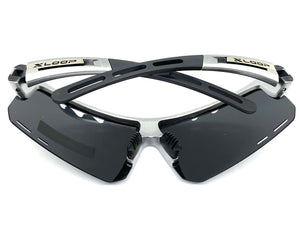Oversized Sporty Wrap Around POLARIZED Lens SUNGLASSES Large Silver Frame 3652