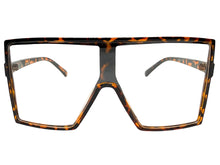 Oversized Modern Retro Shield Style Clear Lens EYEGLASSES X-Large Tortoise Frame 89265