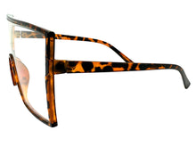Oversized Modern Retro Shield Style Clear Lens EYEGLASSES X-Large Tortoise Frame 89265