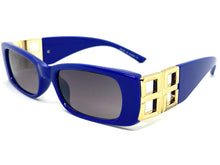 Classic Elegant Vintage Retro Style SUNGLASSES Thick Square Blue Frame E2105