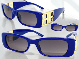 Classic Elegant Vintage Retro Style SUNGLASSES Thick Square Blue Frame E2105