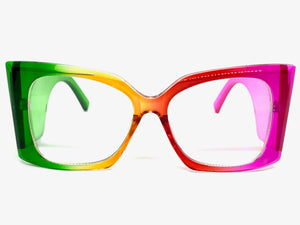 Oversized Exaggerated Retro Cat Eye Style Clear Lens EYEGLASSES Super Thick Multicolor Optical Frame - RX Capable 6107