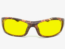 Classic Sporty Wrap Around HD Yellow Lens SUNGLASSES Brown Camouflage Frame 2257