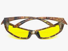Classic Sporty Wrap Around HD Yellow Lens SUNGLASSES Brown Camouflage Frame 2257