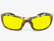 Classic Sporty Wrap Around HD Yellow Lens SUNGLASSES Brown Camouflage Frame 2257