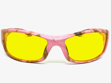 Classic Sporty Wrap Around HD Yellow Lens SUNGLASSES Pink Camouflage Frame 2257