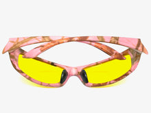 Classic Sporty Wrap Around HD Yellow Lens SUNGLASSES Pink Camouflage Frame 2257