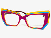 Classy Modern Retro Cat Eye Style Clear Lens EYEGLASSES Funky Multicolor Optical Frame - RX Capable 5206