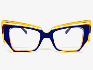 Classy Modern Retro Cat Eye Style Clear Lens EYEGLASSES Funky Multicolor Optical Frame - RX Capable 5206