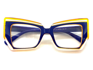 Classy Modern Retro Cat Eye Style Clear Lens EYEGLASSES Funky Multicolor Optical Frame - RX Capable 5206