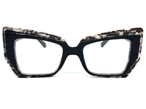 Classy Modern Retro Cat Eye Style Clear Lens EYEGLASSES Funky Black Optical Frame - RX Capable 5206