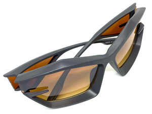 Oversized Modern Futuristic Sporty Wrap SUNGLASSES Large Dark Gray Frame P0028 E1865