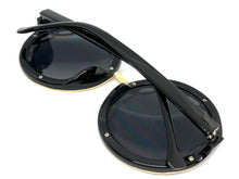 Oversized Vintage Retro Style SUNGLASSES Large Round Black & Gold Frame 1670