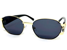 Classic Vintage Retro Hip Hop Style SUNGLASSES Oval Black & Gold Metal Frame 5527
